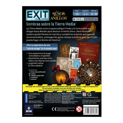 Juego de Mesa Exit El Señor de los Anillos: Sombras sobre la Tierra Media: Principiante - JDM