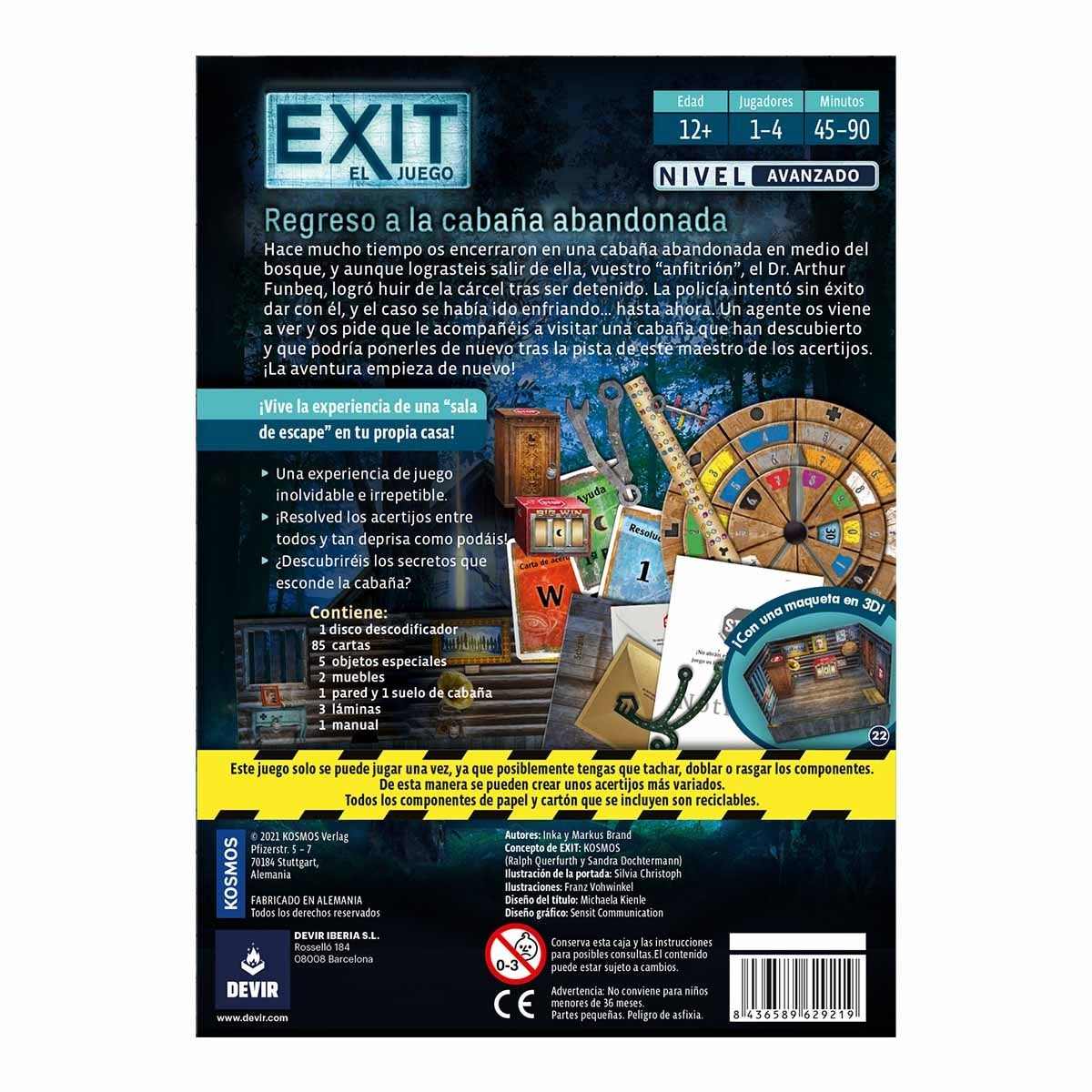 Juego de Mesa Exit: Regreso a la cabaña abandonada: Avanzado - JDM