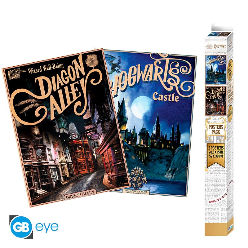 Pack Posters Retro Hogwarts & Diagon Alley - Harry Potter - ABYstyle
