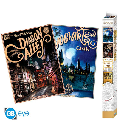 Pack Posters Retro Hogwarts & Diagon Alley - Harry Potter - ABYstyle