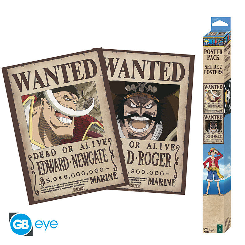 Pack Posters Wanted Roger & Whitebeard - One Piece - ABYstyle
