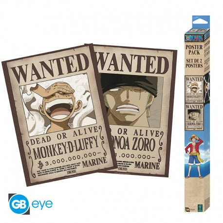 Pack Posters Lyffy Gear 5 & Wanted Zoro - One Piece - ABYstyle